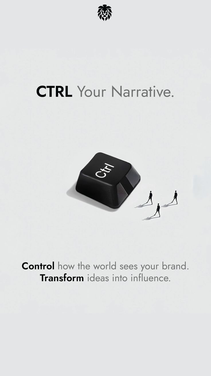 Póster minimalista con una tecla Control y mensaje sobre narrativa
